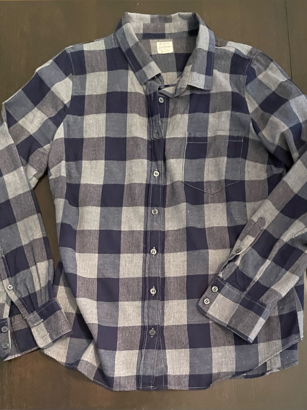 J Crew women’s Navy and Gray Plaid Button-Up Shirt